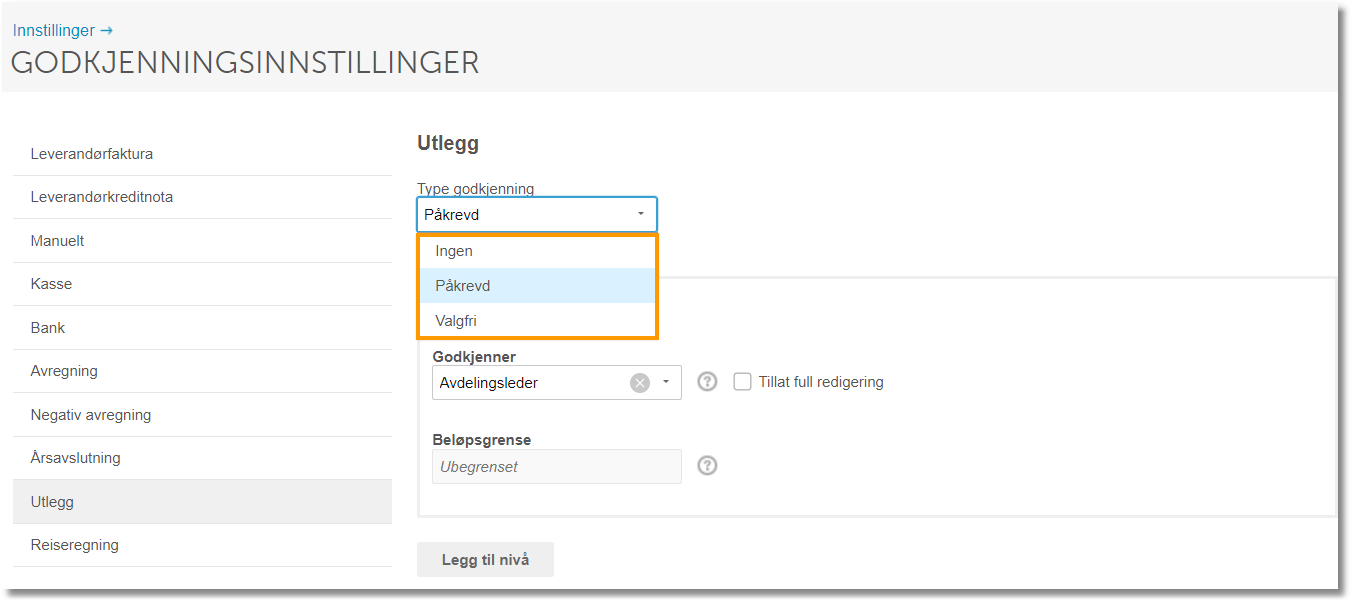 Innstillinger_godkjenningsinnstillinger_utlegg_type_godkjenning.png