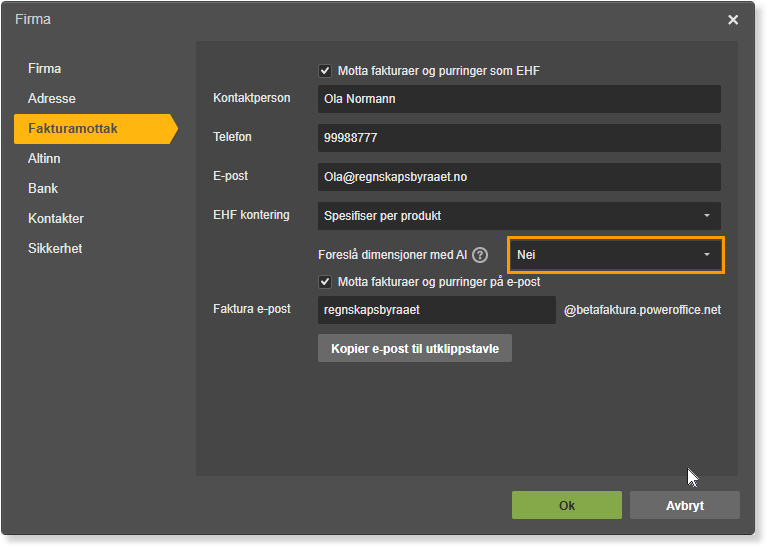 Innstillinger_firmainnstillinger_fakturamottak_foreslå_dimensjoner_med_ai.png